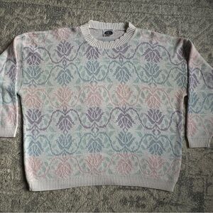 Pastel Floral Pattern Crewneck Sweater
